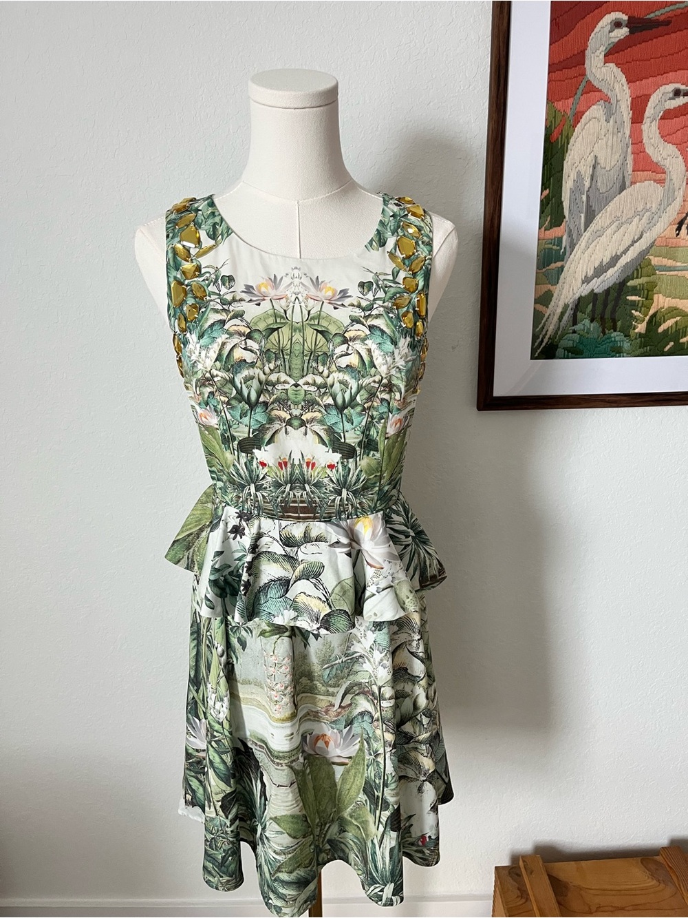 Floral Green Peplum Sundress